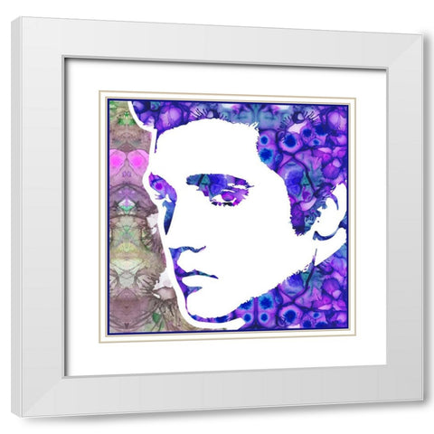Elvis 6 White Modern Wood Framed Art Print with Double Matting by Dean Russo Collection