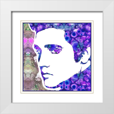 Elvis 6 White Modern Wood Framed Art Print with Double Matting by Dean Russo Collection