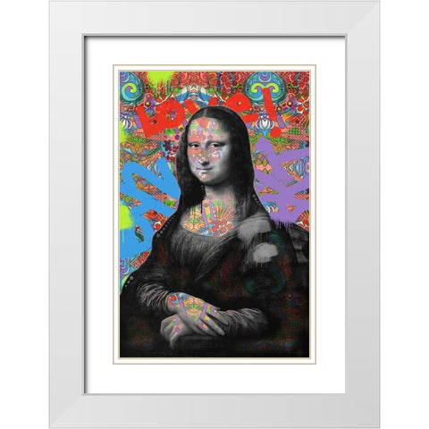 Mona Lisa White Modern Wood Framed Art Print with Double Matting by Dean Russo Collection