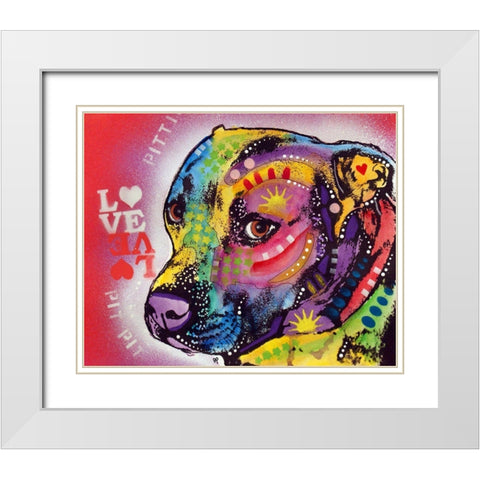 Gratitude Pit Bull Pittie Love  White Modern Wood Framed Art Print with Double Matting by Dean Russo Collection