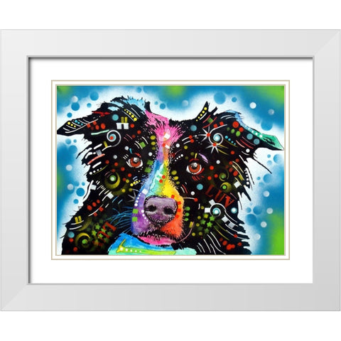 Border Collie 3 White Modern Wood Framed Art Print with Double Matting by Dean Russo Collection