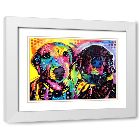 Daisy and Noel White Modern Wood Framed Art Print with Double Matting by Dean Russo Collection