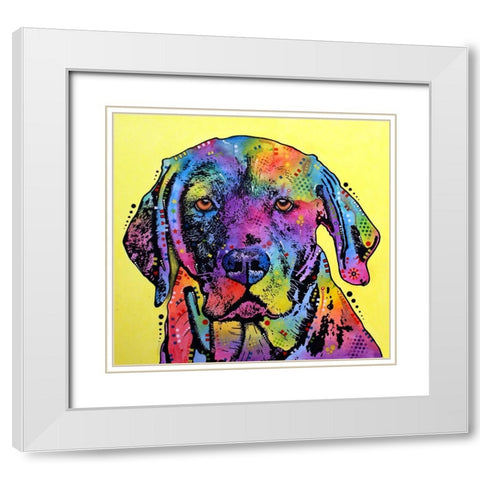 Fixate Labrador White Modern Wood Framed Art Print with Double Matting by Dean Russo Collection