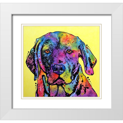 Fixate Labrador White Modern Wood Framed Art Print with Double Matting by Dean Russo Collection