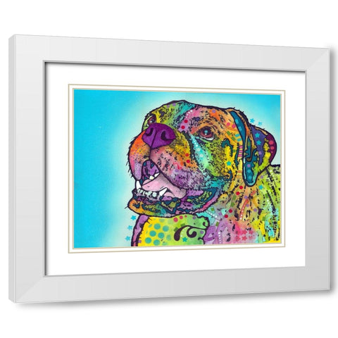Smiling Boxer White Modern Wood Framed Art Print with Double Matting by Dean Russo Collection