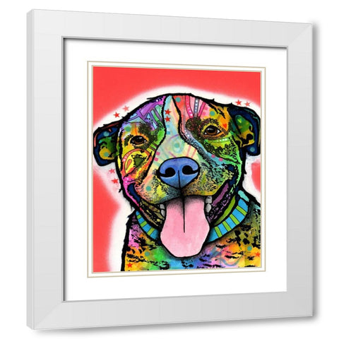 Smiling Pit Bull zoey White Modern Wood Framed Art Print with Double Matting by Dean Russo Collection