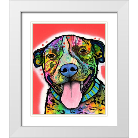 Smiling Pit Bull zoey White Modern Wood Framed Art Print with Double Matting by Dean Russo Collection