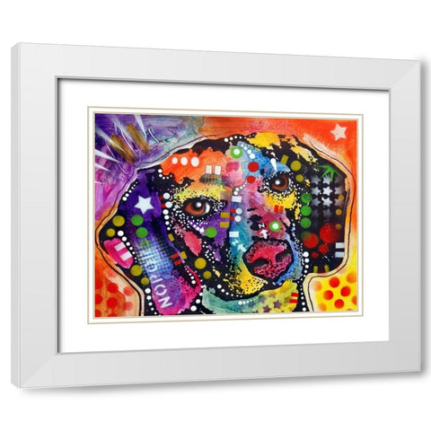 Spotted Beagle White Modern Wood Framed Art Print with Double Matting by Dean Russo Collection