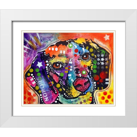 Spotted Beagle White Modern Wood Framed Art Print with Double Matting by Dean Russo Collection