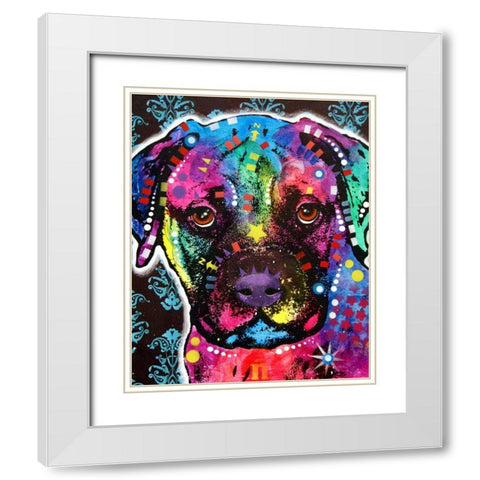 Young Bullmastiff White Modern Wood Framed Art Print with Double Matting by Dean Russo Collection