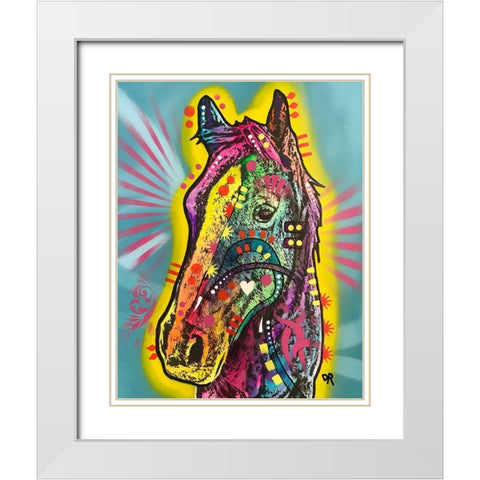 Gift Horse White Modern Wood Framed Art Print with Double Matting by Dean Russo Collection