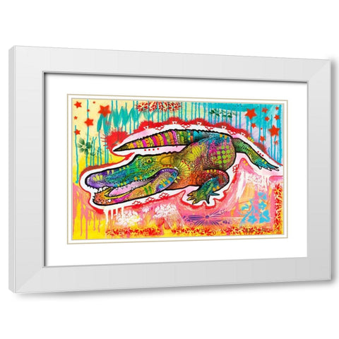 Alligator 2 White Modern Wood Framed Art Print with Double Matting by Dean Russo Collection