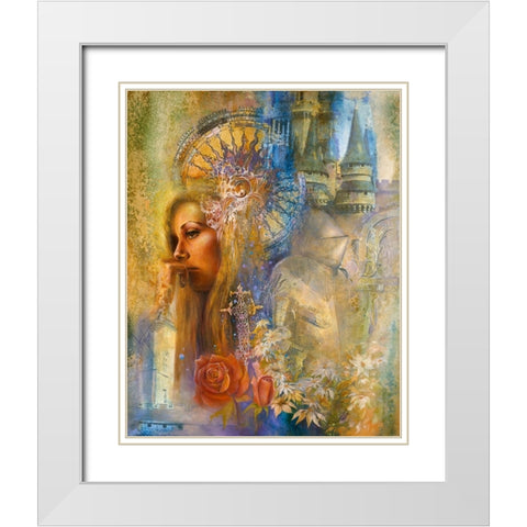 The Rose Of Guinevere White Modern Wood Framed Art Print with Double Matting by Lund, Denton