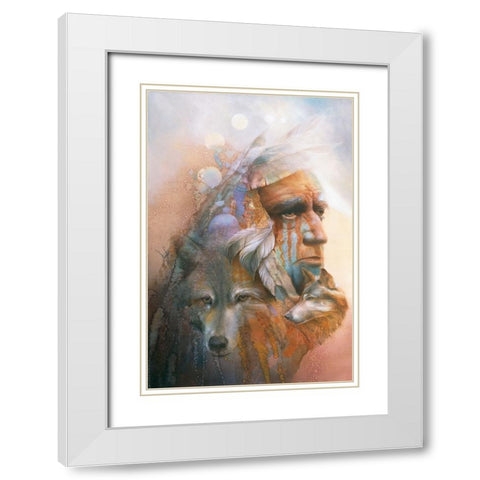 Vision Of The Wolves White Modern Wood Framed Art Print with Double Matting by Lund, Denton