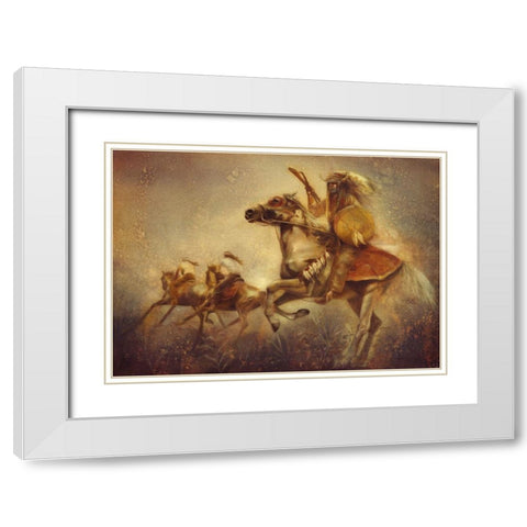 War Party White Modern Wood Framed Art Print with Double Matting by Lund, Denton