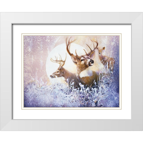 Snow Moon White Modern Wood Framed Art Print with Double Matting by Lund, Denton