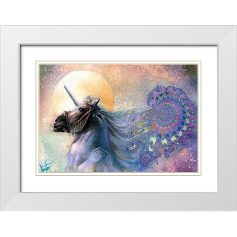 The Unicorn White Modern Wood Framed Art Print with Double Matting by Lund, Denton