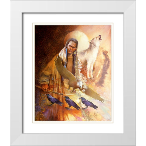 Night Of The Ravens White Modern Wood Framed Art Print with Double Matting by Lund, Denton