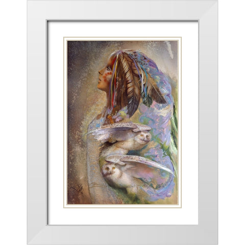 Golden Feather White Modern Wood Framed Art Print with Double Matting by Lund, Denton