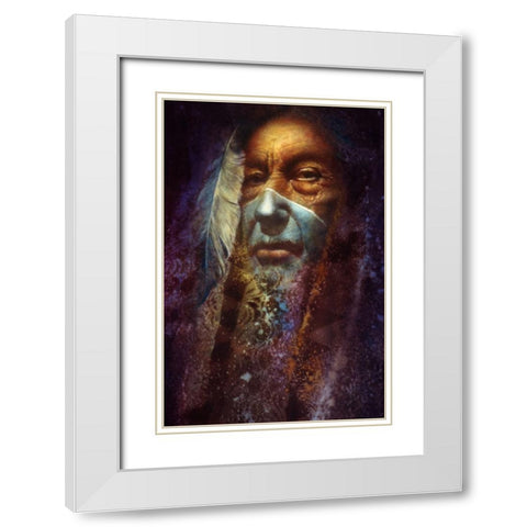Gray Feather White Modern Wood Framed Art Print with Double Matting by Lund, Denton