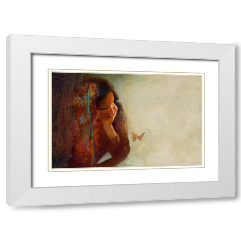 The Moth White Modern Wood Framed Art Print with Double Matting by Lund, Denton
