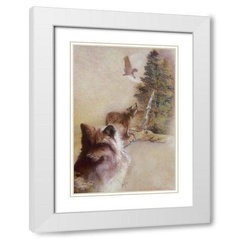 Song Of The White Wolf White Modern Wood Framed Art Print with Double Matting by Lund, Denton