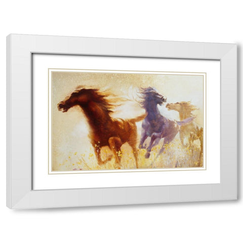 Wildflower Run White Modern Wood Framed Art Print with Double Matting by Lund, Denton