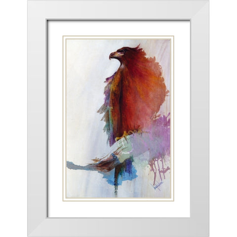 Rainbow Eagle White Modern Wood Framed Art Print with Double Matting by Lund, Denton