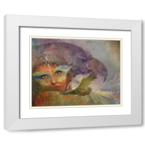 In The EagleS Shadow White Modern Wood Framed Art Print with Double Matting by Lund, Denton