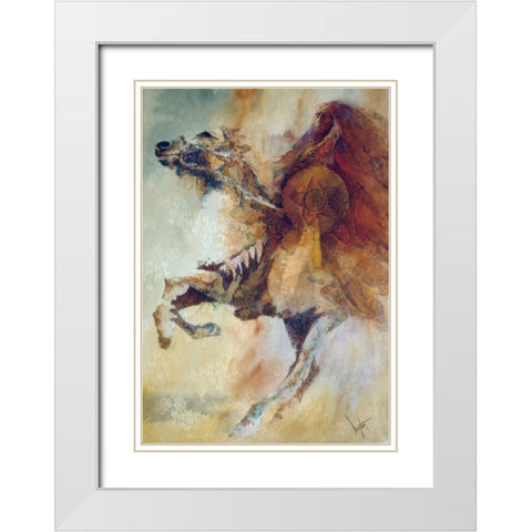 War Chief White Modern Wood Framed Art Print with Double Matting by Lund, Denton