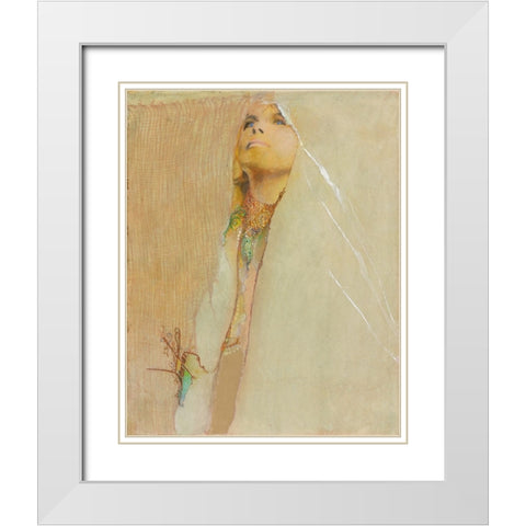 Sandras Eyes White Modern Wood Framed Art Print with Double Matting by Lund, Denton