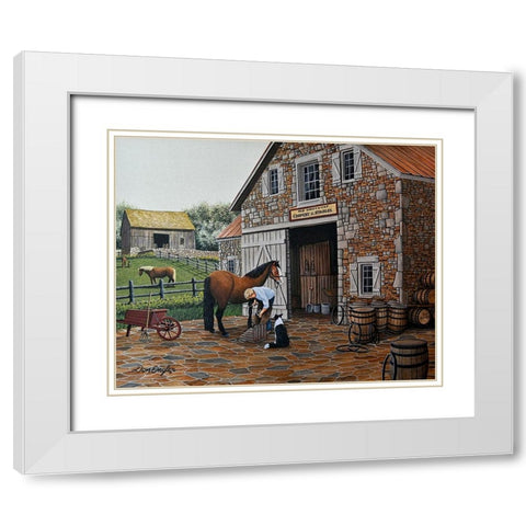 Barrels and Shoes White Modern Wood Framed Art Print with Double Matting by Engler, Don