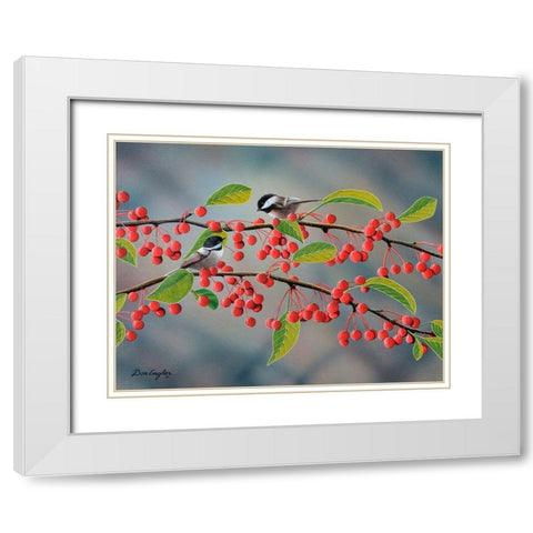 Chickadees White Modern Wood Framed Art Print with Double Matting by Engler, Don