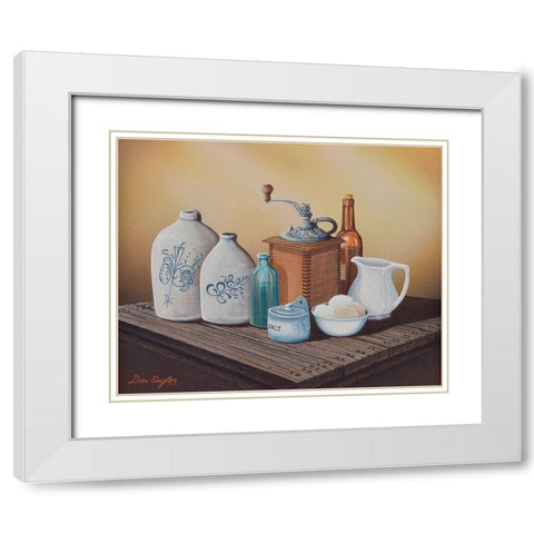 Grandmas Jars White Modern Wood Framed Art Print with Double Matting by Engler, Don