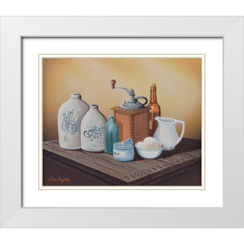 Grandmas Jars White Modern Wood Framed Art Print with Double Matting by Engler, Don