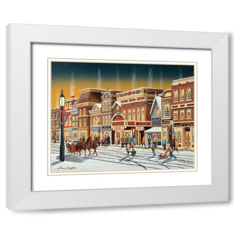 Hometown Christmas White Modern Wood Framed Art Print with Double Matting by Engler, Don