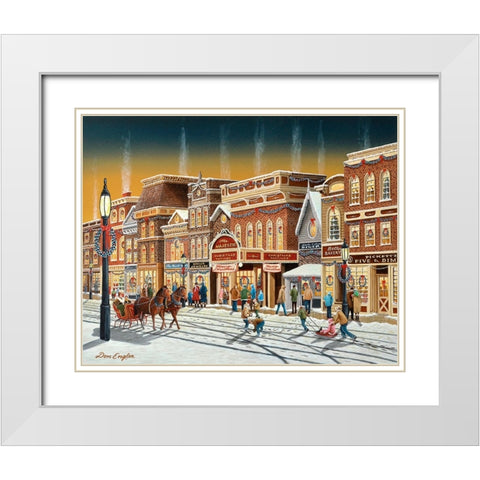 Hometown Christmas White Modern Wood Framed Art Print with Double Matting by Engler, Don