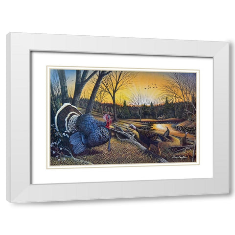 Morning Call White Modern Wood Framed Art Print with Double Matting by Engler, Don