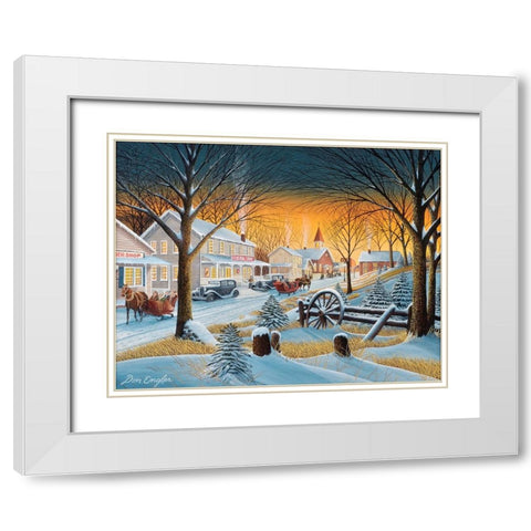Saturday Night Downtown White Modern Wood Framed Art Print with Double Matting by Engler, Don