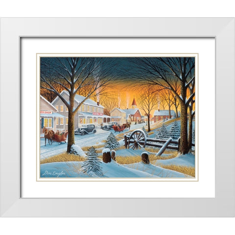 Saturday Night Downtown White Modern Wood Framed Art Print with Double Matting by Engler, Don