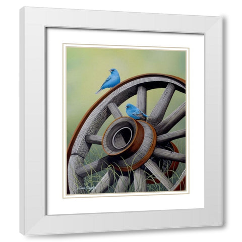 Simply Blue White Modern Wood Framed Art Print with Double Matting by Engler, Don