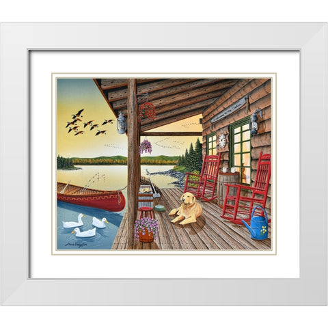 Welcome to the Cabin White Modern Wood Framed Art Print with Double Matting by Engler, Don