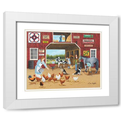 Chore Time White Modern Wood Framed Art Print with Double Matting by Engler, Don