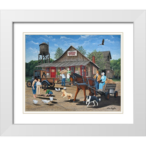 Poppas Store White Modern Wood Framed Art Print with Double Matting by Engler, Don