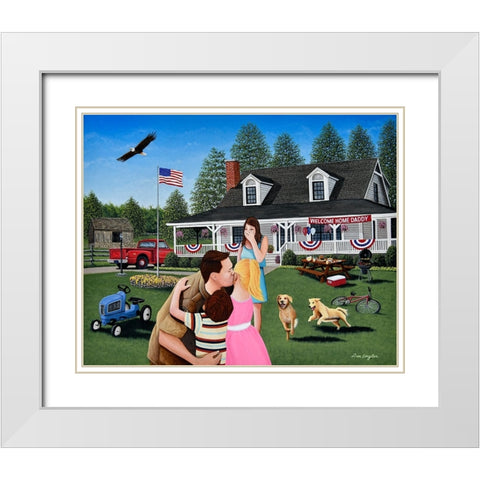 Welcome Home Daddy White Modern Wood Framed Art Print with Double Matting by Engler, Don