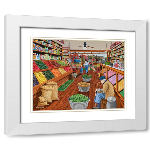 Country Store White Modern Wood Framed Art Print with Double Matting by Engler, Don