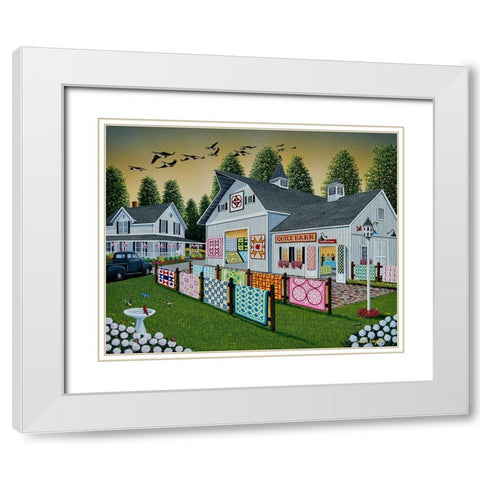 Quilt Barn White Modern Wood Framed Art Print with Double Matting by Engler, Don