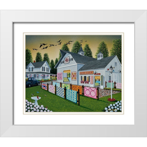 Quilt Barn White Modern Wood Framed Art Print with Double Matting by Engler, Don