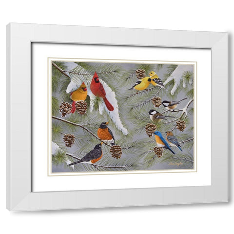 Snowbirds White Modern Wood Framed Art Print with Double Matting by Engler, Don