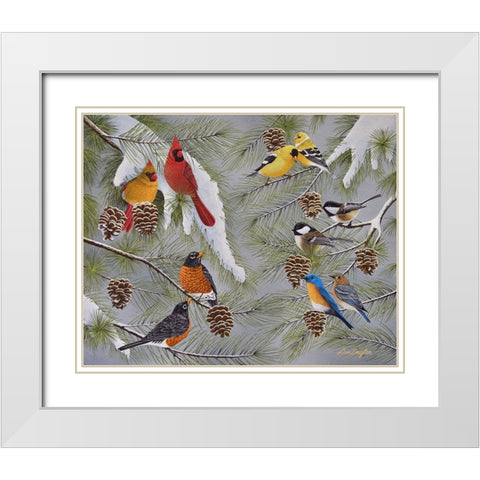 Snowbirds White Modern Wood Framed Art Print with Double Matting by Engler, Don